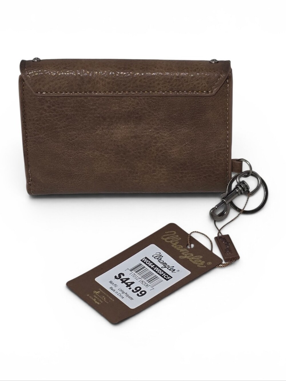 Wrangler Brown Studded Trifold Wallet Keychain NWT Western Cowgirl Boho Nwt - Picture 2 of 4